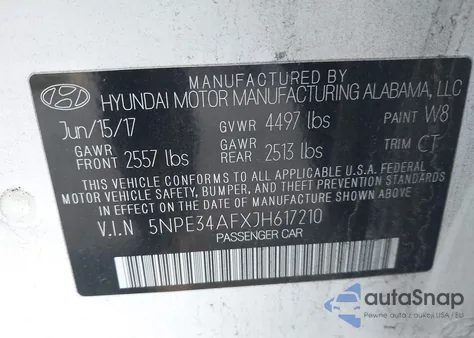 2018 Hyundai Sonata Sel from USA, damaged, VIN 5NPE34AFXJH617210